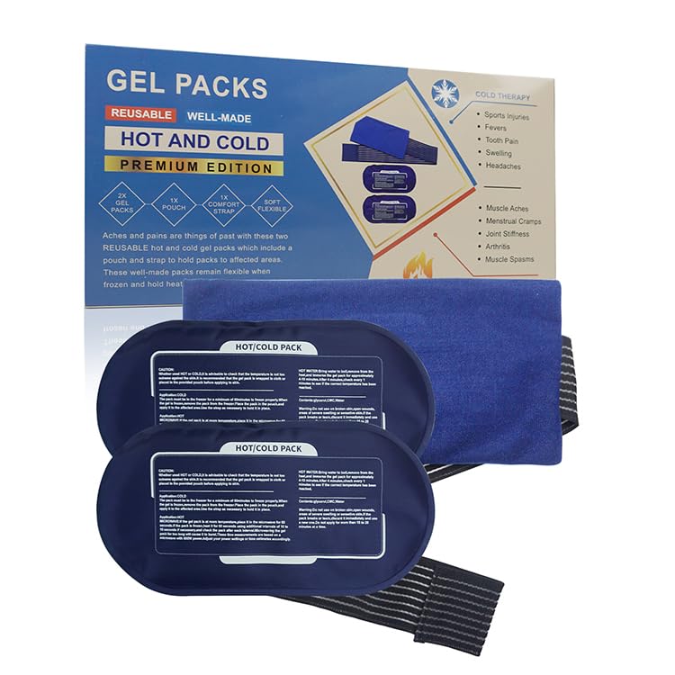 Mr.ice Reusable Ice Pack, Hot and Cold Pack for Injuries - 3 Piece Gel Ice Pack for Knee with Adjustable Wrap - Soothe Muscle Pain, Joint Pain, Swelling in Shoulder, Back, Leg & Arm